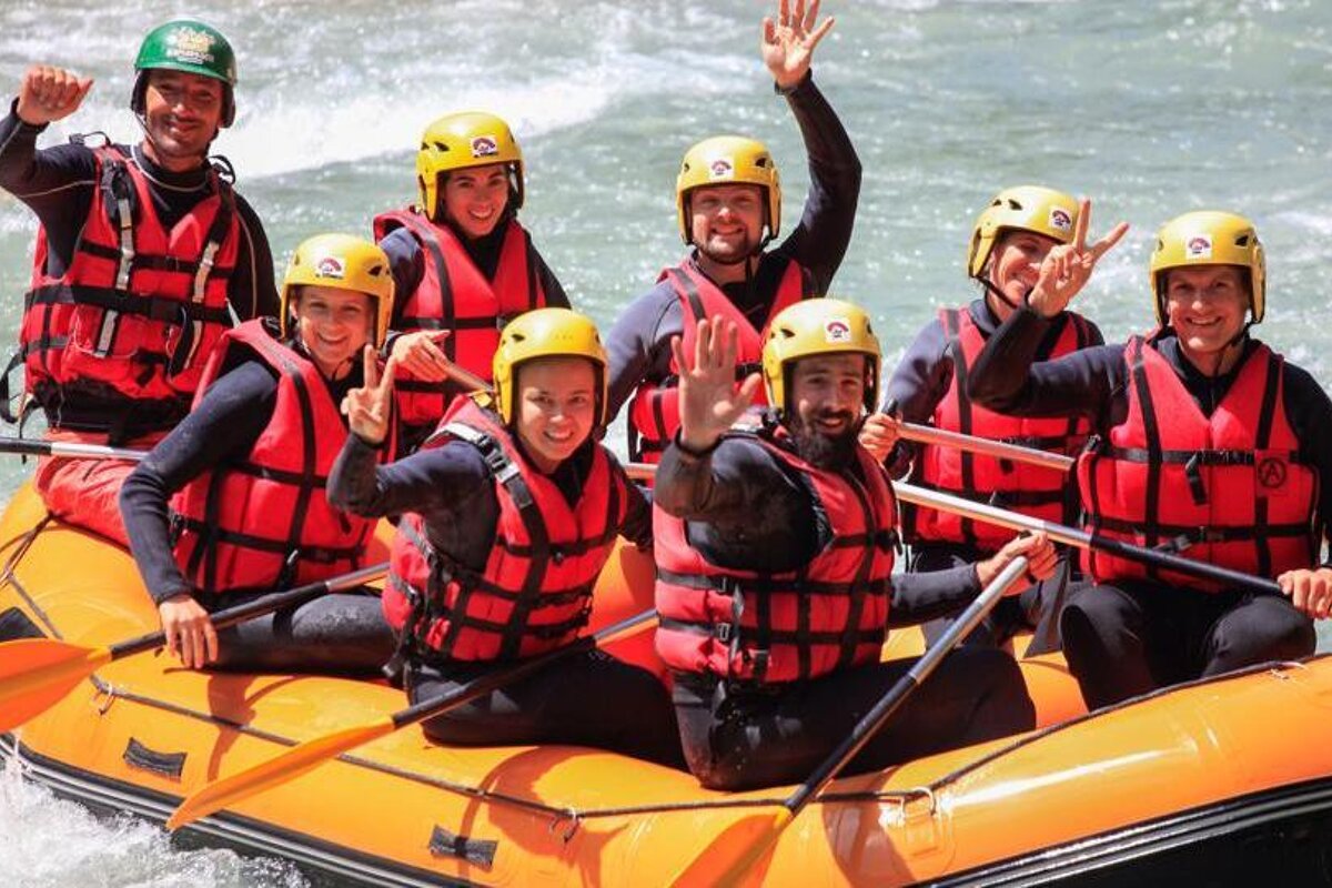 rafting down a white water river 