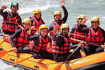 rafting down a white water river 