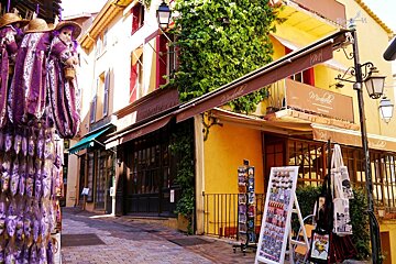 a street in le suqut, the old town of cannes