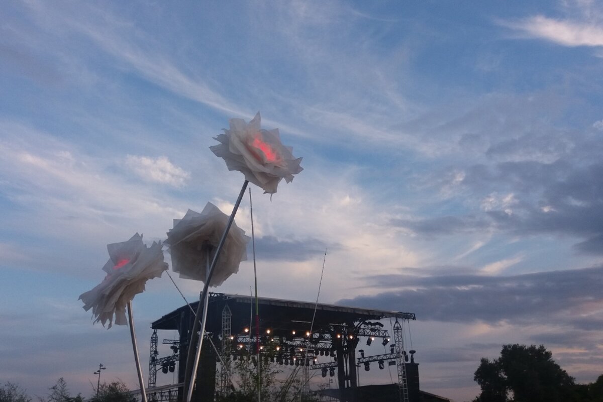 fake flowers at a festival