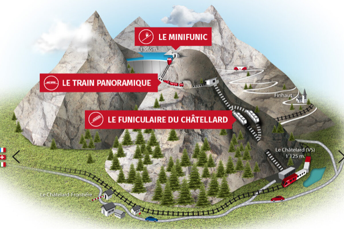 a map of an attraction near chamonix