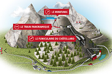 a map of an attraction near chamonix