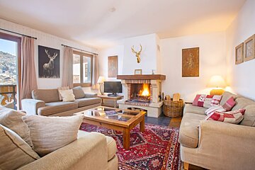 A living room with two couches and a fireplace