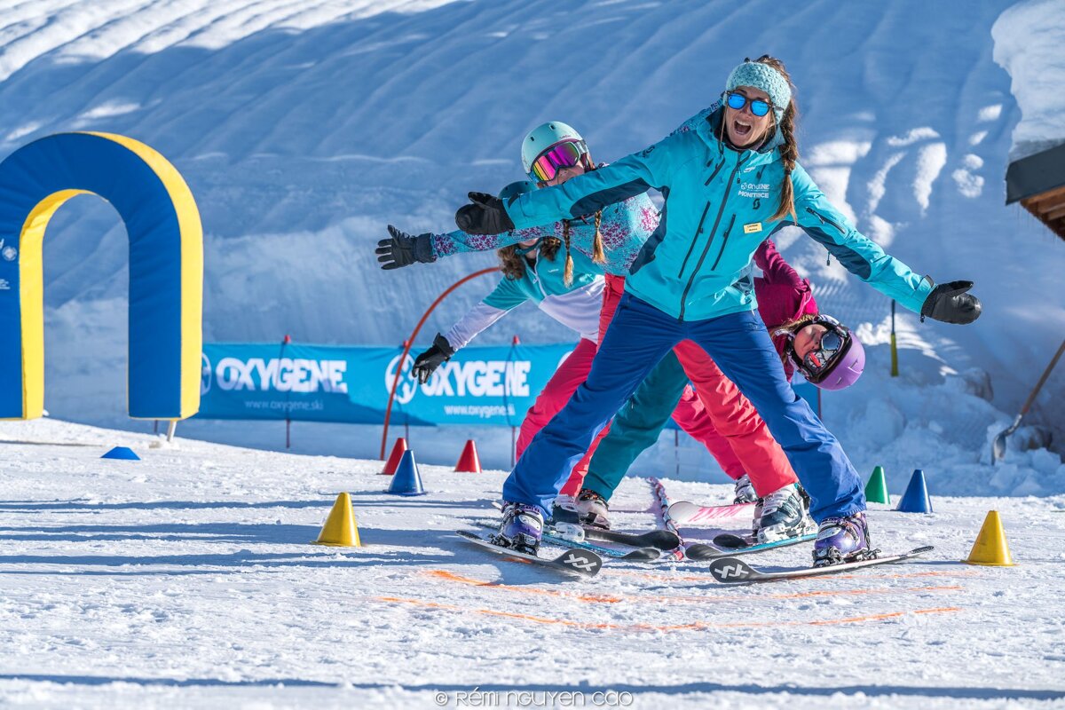 Oxygene Ski School Group Lessons, La Plagne kids lessons