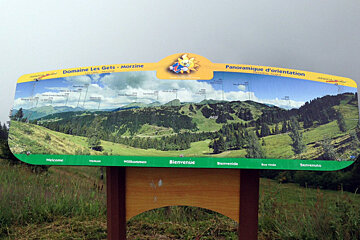 a sin post showing the mountains in front