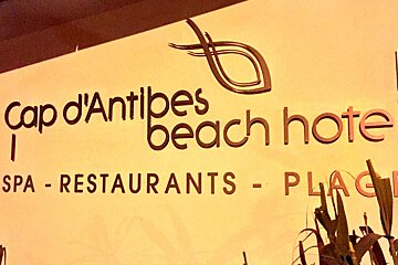 the sign for Cap d'Antibes Beach Hotel
