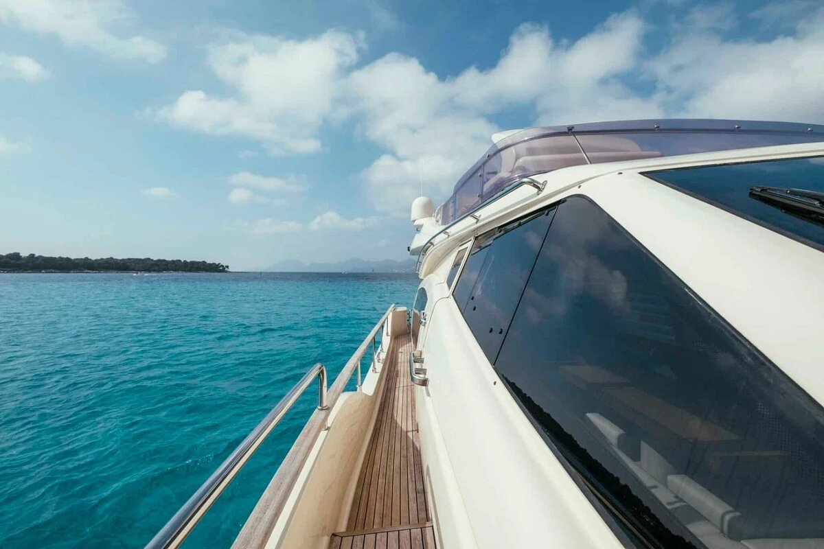 A boat is floating on a body of water