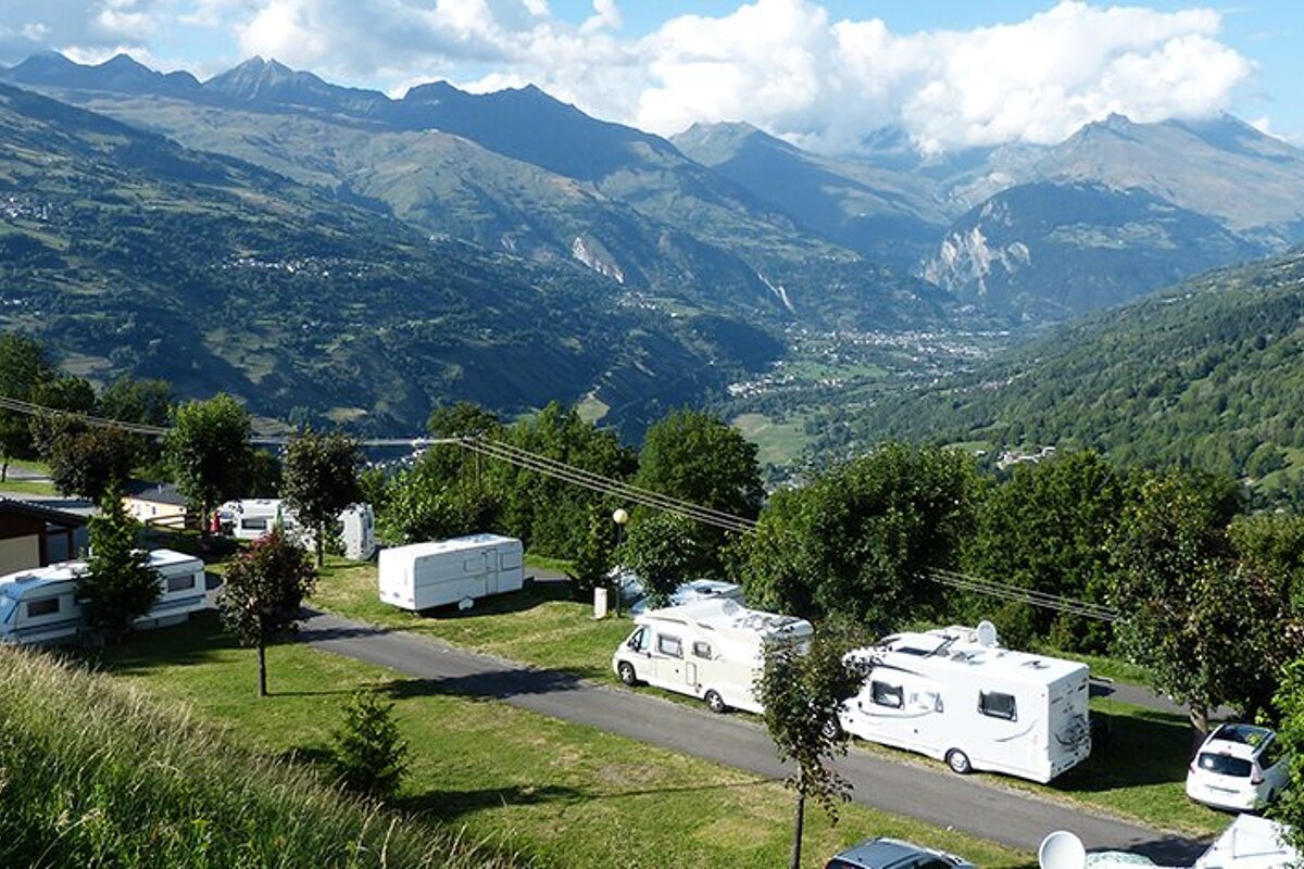 aerial view of campsite in summer