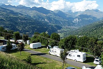 aerial view of campsite in summer