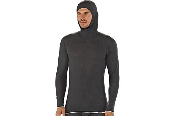 a man wearing a wool hooded top