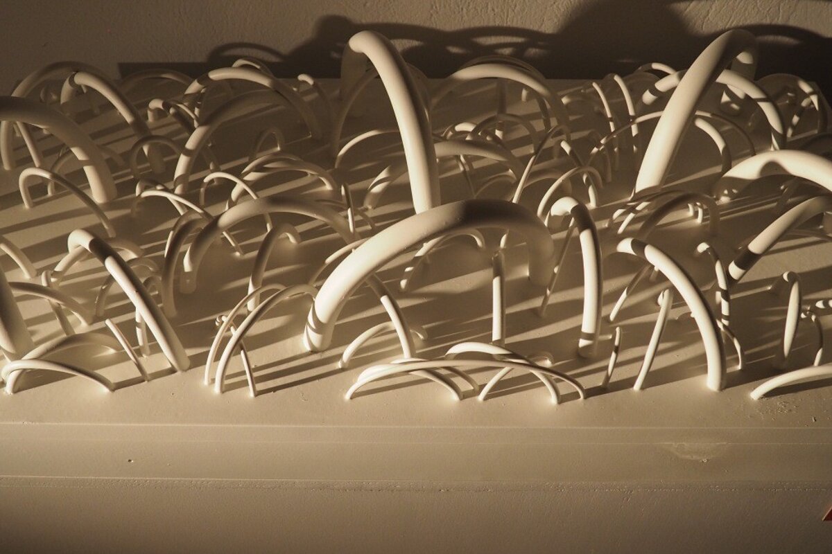 an art exhibit made from loops of white plastic