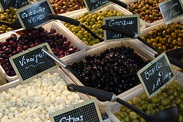 olives at a market in south of france