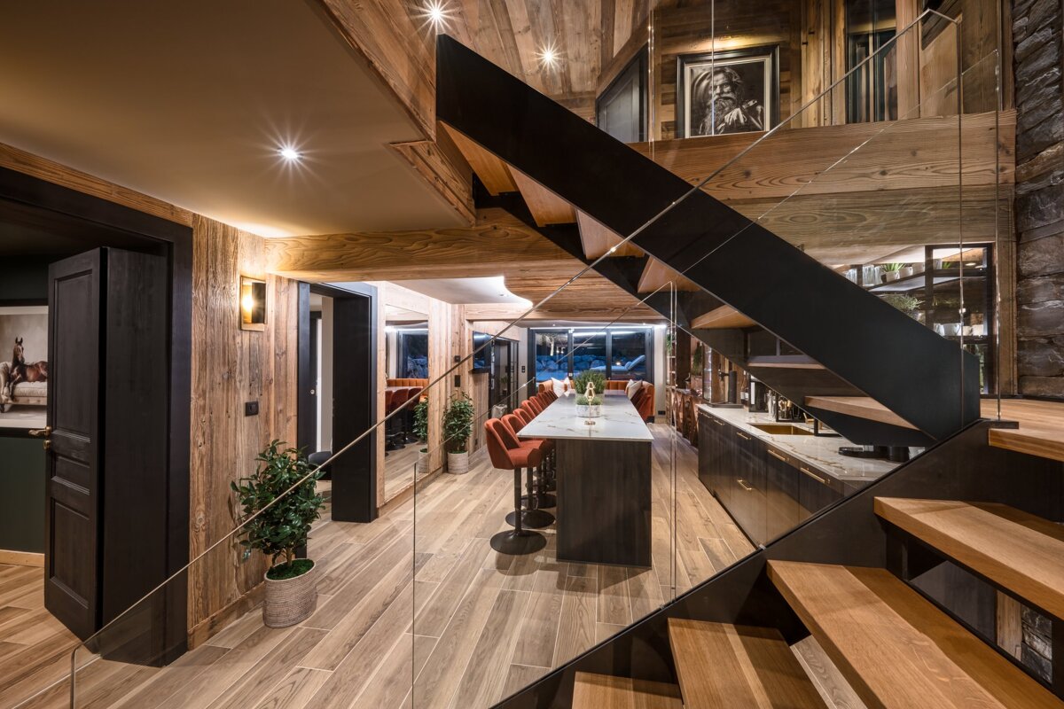 A staircase leading up to the second floor of a house