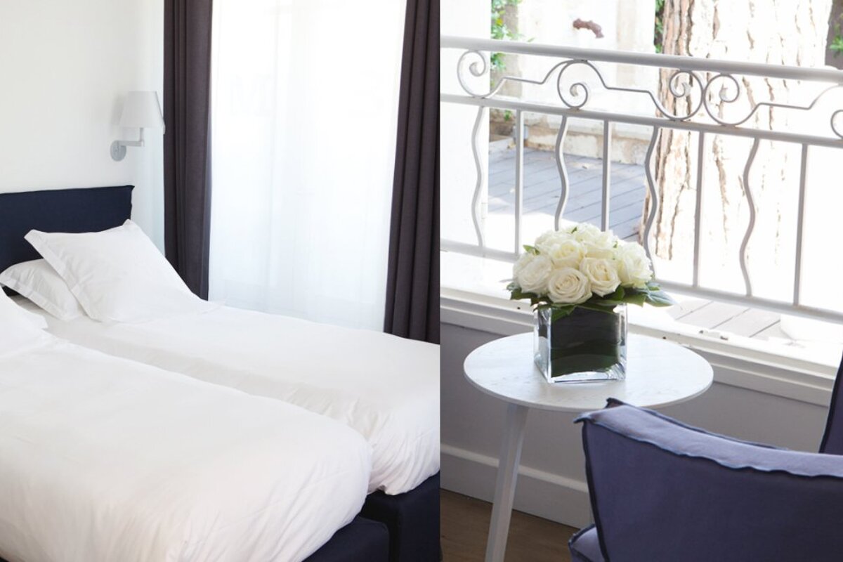 White 1921 Hotel, Saint Tropez twin bedroom