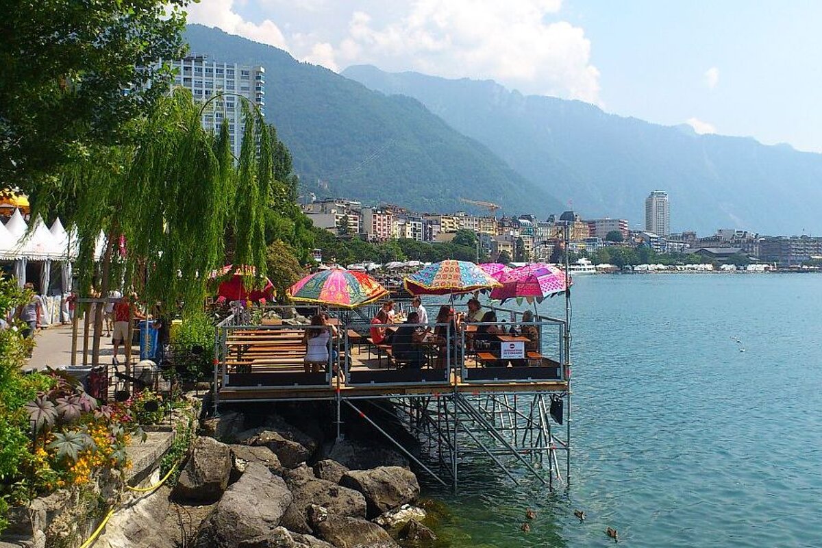 An image of lake geneva during montreux jazz festival