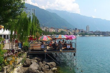 An image of lake geneva during montreux jazz festival