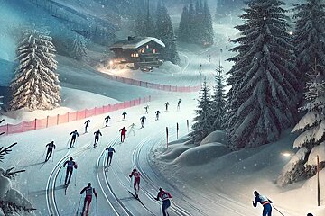 Night time nordic skiing event in Courchevel