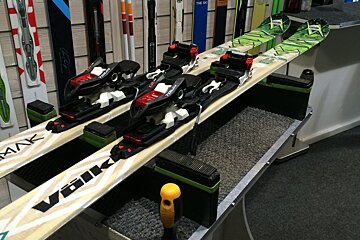 a pair of touring skis in the ski hire shop