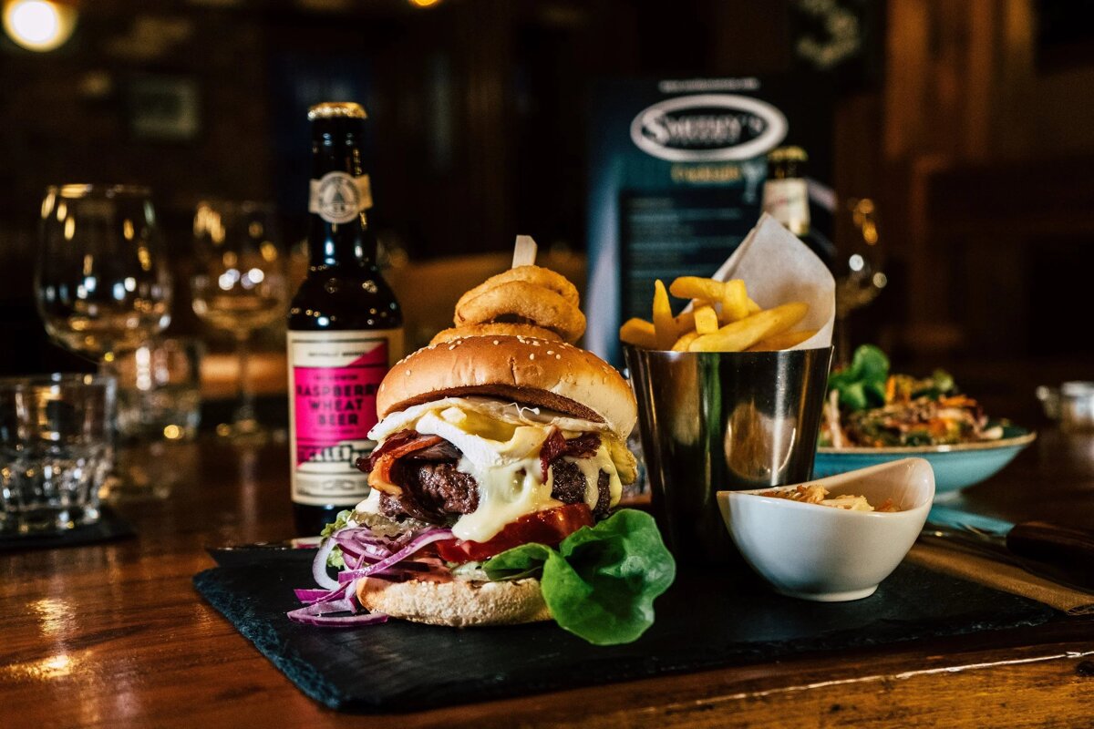 Loaded beef burger at Smithy's in Les 2 Alpes