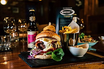 Loaded beef burger at Smithy's in Les 2 Alpes