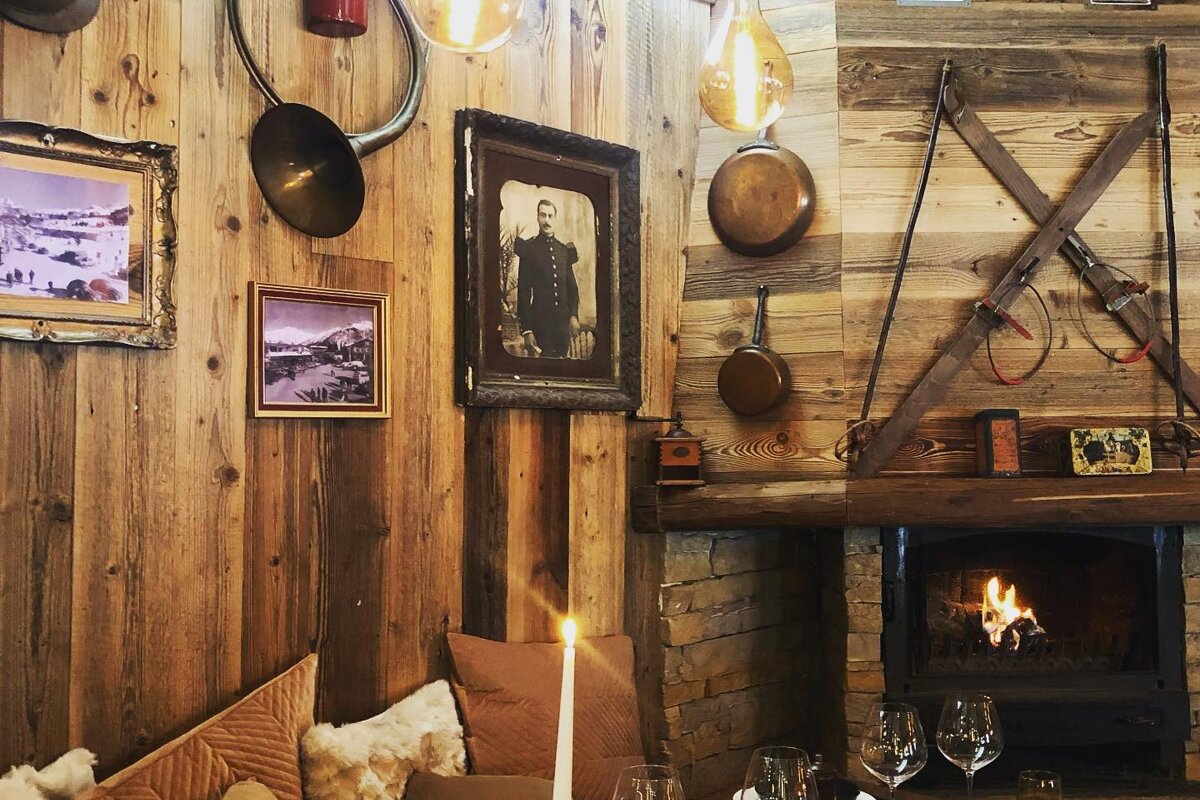 A wooden wall with a picture of a man on it