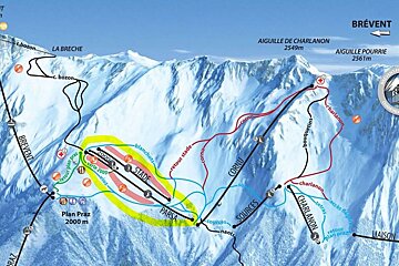 a map showing ski lifts at brevent