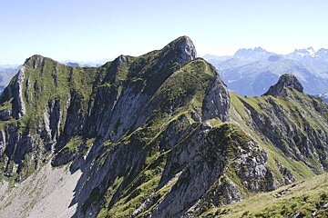 A mountain with a lot of rocks and grass on it