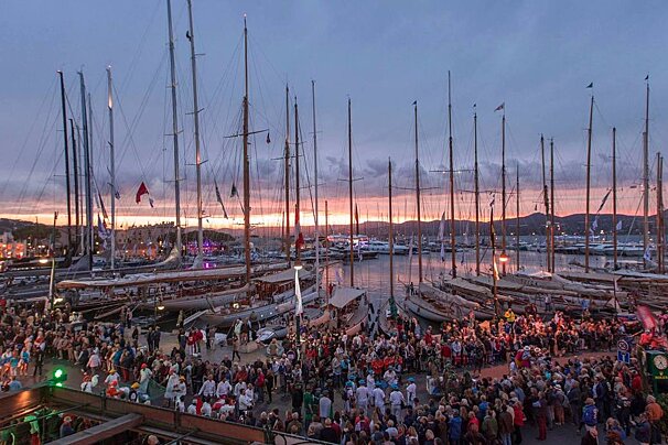 a view of the harbour in the evening during voiles de saint tropez 2015