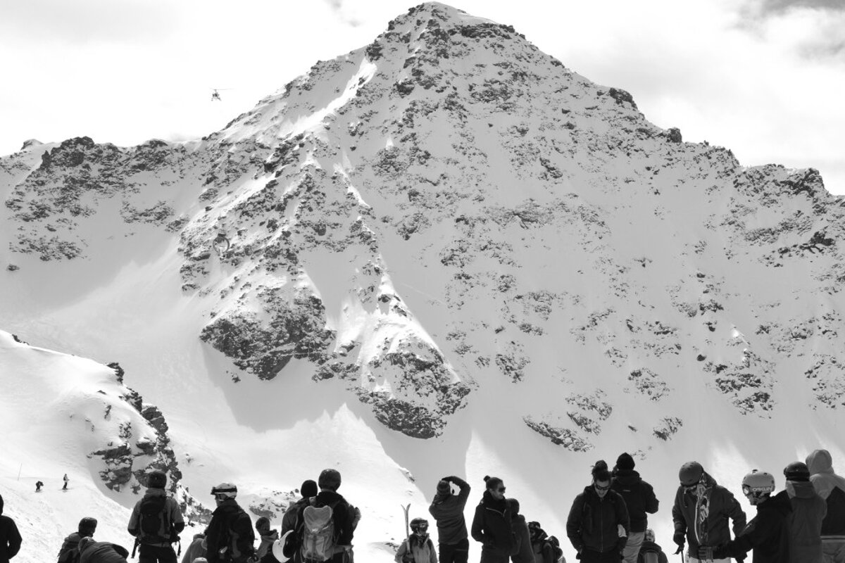 a black and white photo of Verbier's most infamous mountain