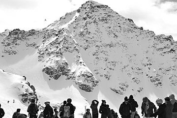 a black and white photo of Verbier's most infamous mountain