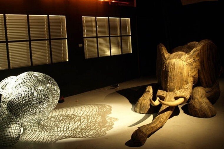 sculptures in wood and metal