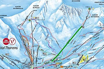 a map of Val Thorens with a new lift marked n it