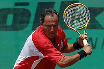 a man playing tennis