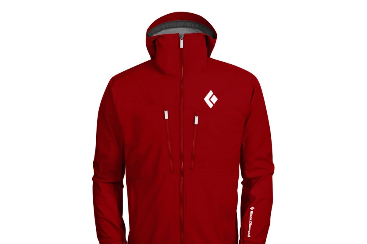 a red jacket with white zip pulls