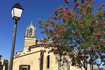 church and a lamp post