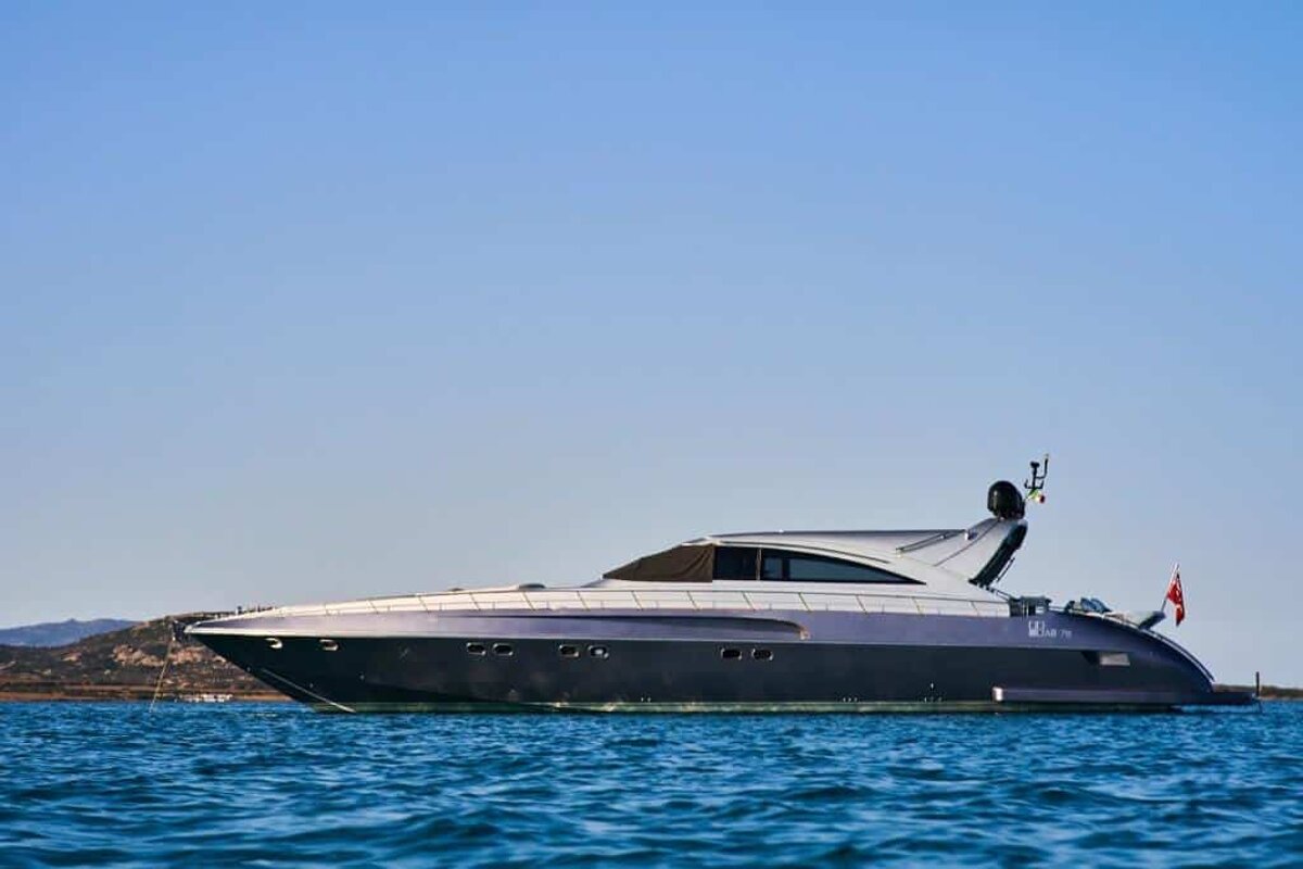 A large yacht with the name milan on the side