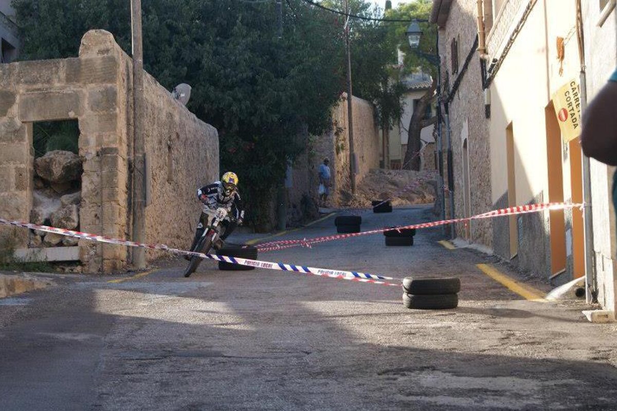 Navigating the streets in the urban downhill in pollensa Mallorca