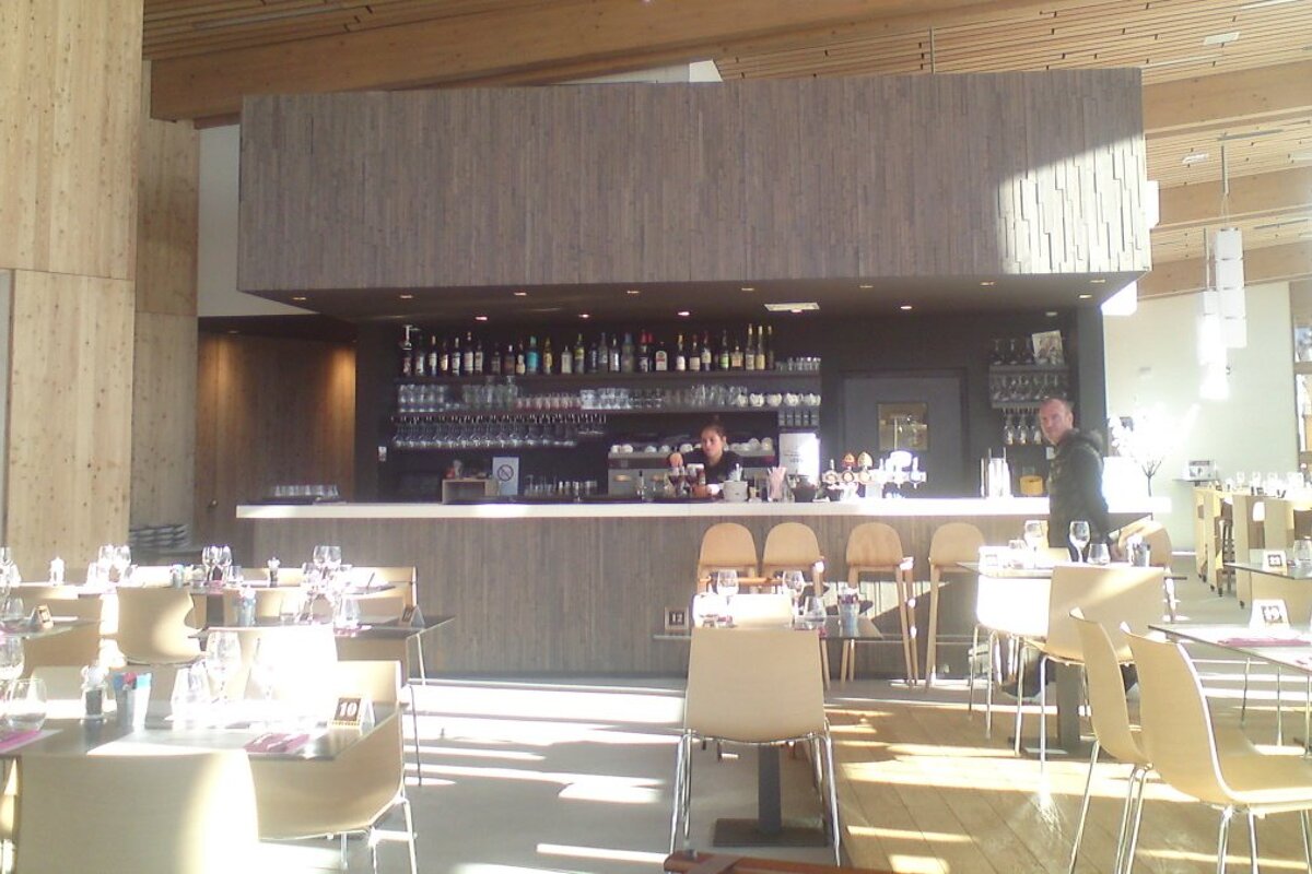 a bright sunny bar area