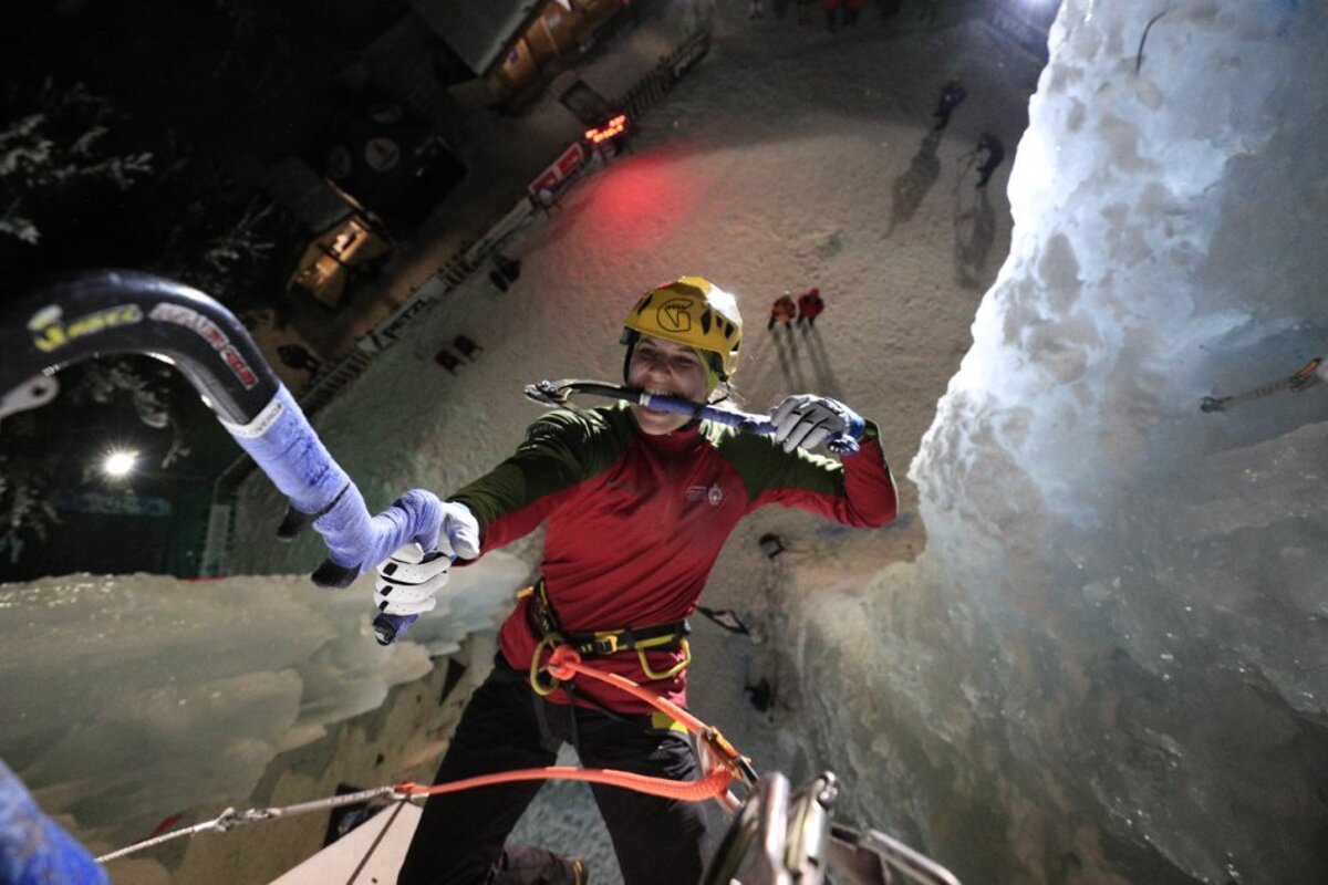 an ice climber in la plagne
