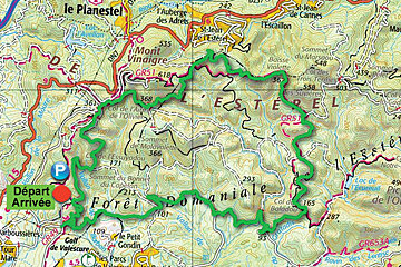a map of the VTT route Les Balcons d'Azur, Saint Raphael