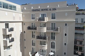 The exterior of a hotel called cristal hotel & spa