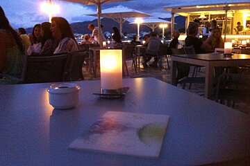 lights going dim at sunset in mallorca