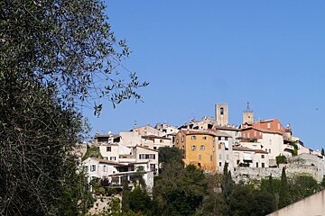 looking back up to the hilltop village of biot