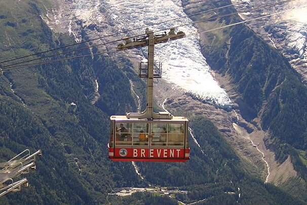 a mountain top cable car in chamonix