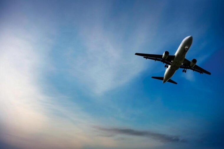 a plane in the sky