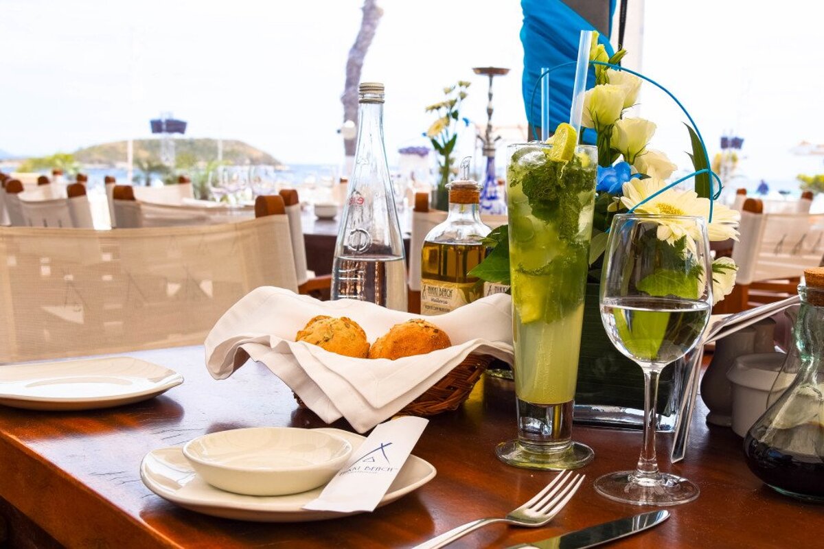 bread rolls and a cocktail