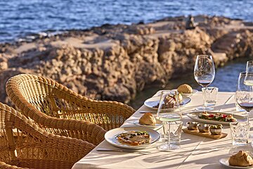 Table with food on the terrace at Las Terrazas