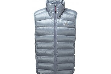 a grey down mountaineering vest