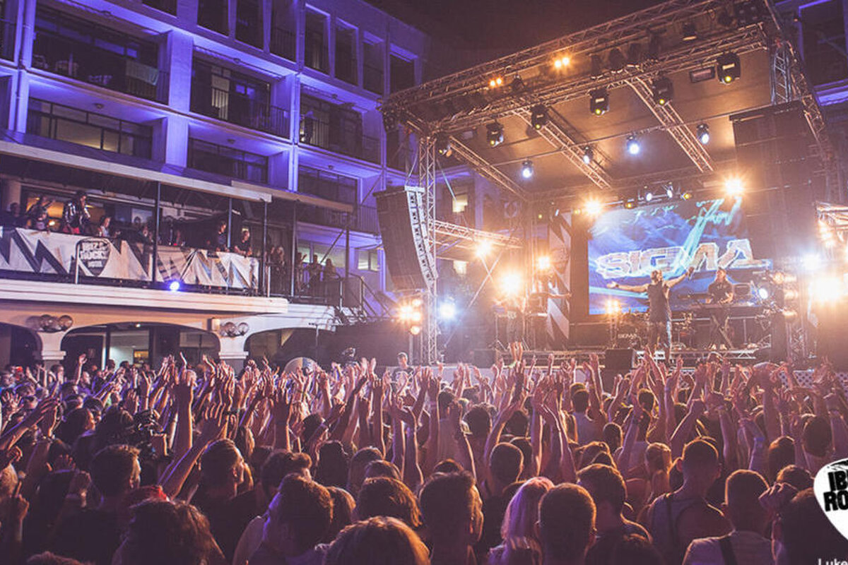 a view of the stage at ibiza rocks sigma gig