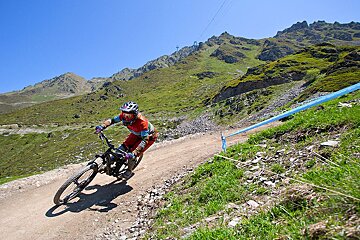 a mountain biker on a trail